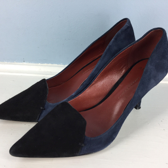 Aerin Shoes - aerin navy blue black suede leather pump 6 heels